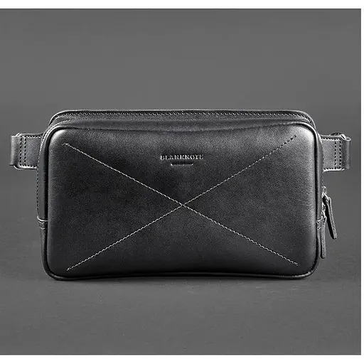 Шкіряна поясна сумка Dropbag Maxi чорна Krast - фото 1