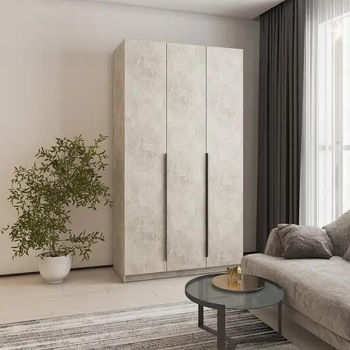 Шафа 3-дверна MebelStar Оскар ДСП BG, блок шухляд+полиці 120x52x220 см Бетон (MBS-4571)