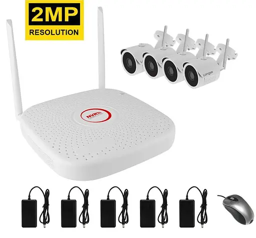 Комплект відеоспостереження бездротовий Longse WIFI 4-Kit 2MEGA FullHD 1080p, 300 метрів (100054) - фото 2