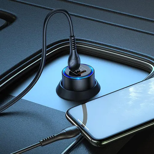 Зарядное устройство 2 выхода USB-C - HOCO NZ3 Clear way dual port PD car charger 40W черный - фото 7