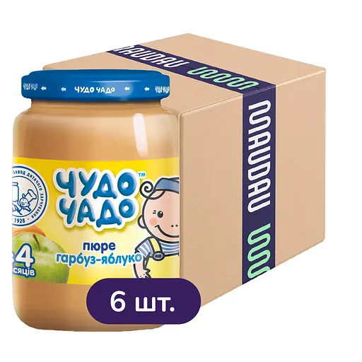 Упаковка пюре Чудо-Чадо Гарбуз-яблуко з цукром 1.02 кг (170 г х 6 шт.)
