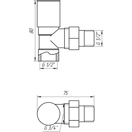 Кран вентильний кутовий з американкою Solomon 1/2″ chrom 1845 000002161 - фото 6
