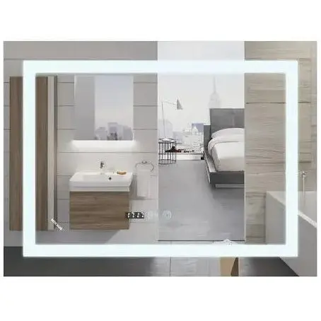 Дзеркало Mixxus WARM MR02-70x50 з LED Touch, Anti-fog, димером, регулюванням яскравості, годинником (MI6668) - фото 1