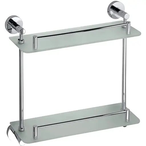 Полка Bemeta Omega стеклянная 400 мм двойная с бортиком 104202122, Белый - фото 1