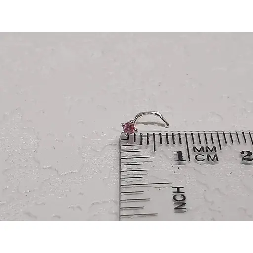 Срібна сережка-пірсинг в ніс Dear. 1018.1С Рожевий (світлий) - фото 4