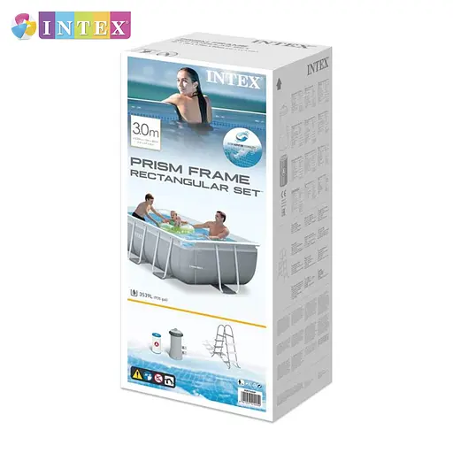 Басейн каркасний Intex 26788 NP прямокутний 400x200x100 см об'єм 6836 л фільтр-насос сходи - фото 4