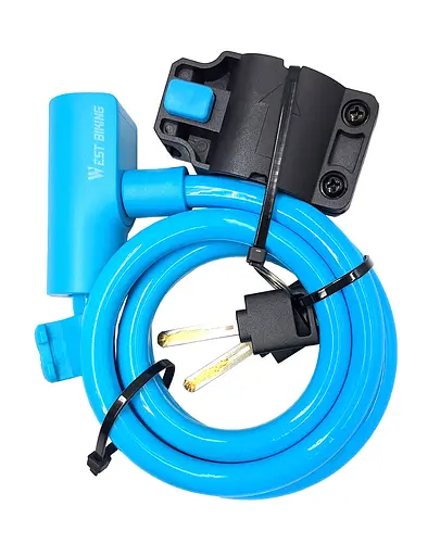 Велосипедний замок West Biking YP0705103 12 x 1150 мм тросовий під ключ блакитний (G0001859)
