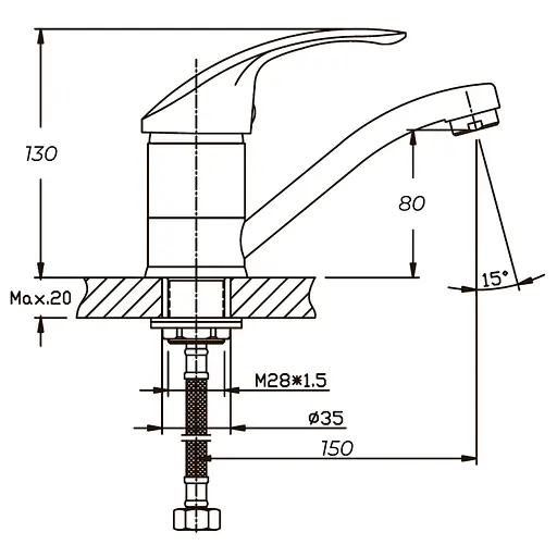 Змішувач для умивальника Haiba Fabio 555 HB0106 Хром - фото 2
