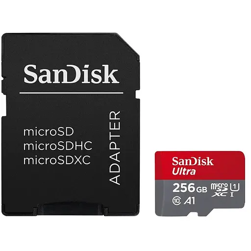 microSDXC (UHS-1) SanDisk Ultra 256Gb class 10 A1 (150MB/s) (adapter SD)