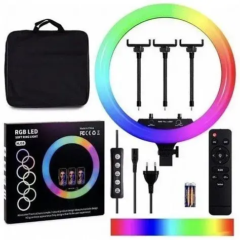 Кільцева LED Voltronic лампа RGB MJ18 45см 3 кріплення