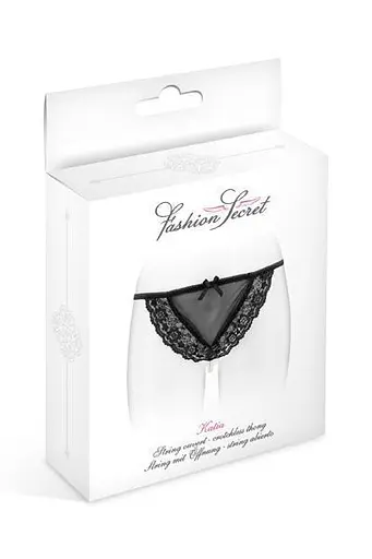 Трусики-стринги с жемчужной ниткой Fashion Secret KATIA Black S/M/L - фото 3