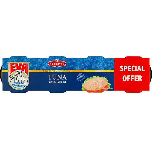Уценка. Тунец EVA филе в растительном масле 320 г (4 упаковки по 80 г) (794280)