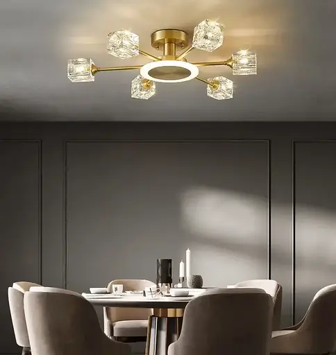 Світлодіодна люстра Нептун 8810-B (Золота) на 6+1 плафонів