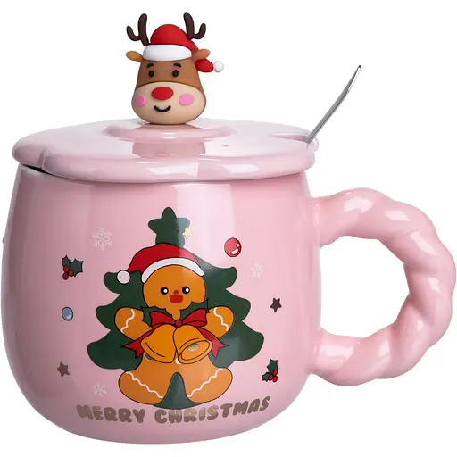 Чашка порцелянова Gingerbread 400 мл з кришкою  FM-CS-20B