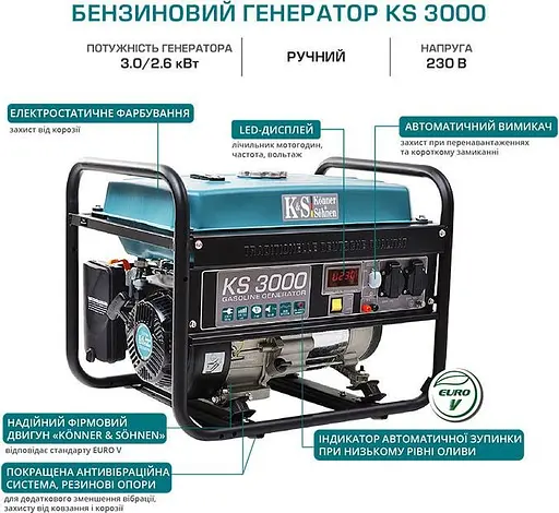 Генератор бензиновий Konner&Sohnen KS 3000 [77664] - фото 7
