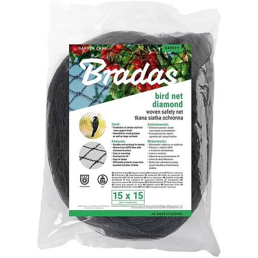 Сетка для защиты от птиц Bradas DIAMOND 20 г/м² 7.5x7.5 м тканая 15 x 15 мм (AS-BN2015150750075)  - фото 1