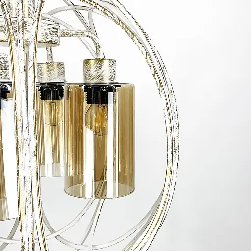 Люстра Лофт у білому з позолотою корпусі форми плетена сфера Line.F 12575/4 - фото 3