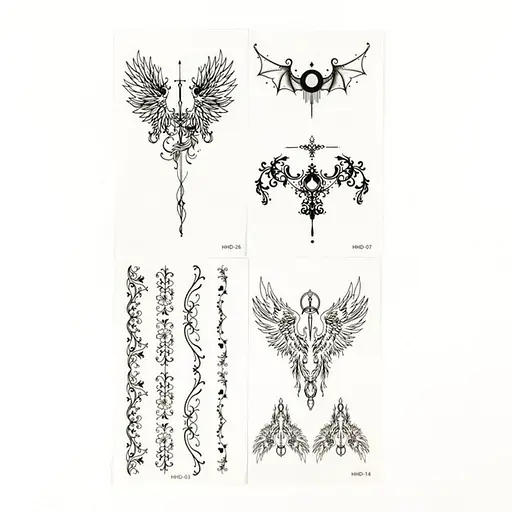 Набор временных татуировок "Готика" black-tattoo-mini-set-gotic из 4 черных по 9,5 х 5,5 см