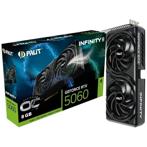 Видеокарта GeForce RTX 5060, Palit, Infinity 2 OC, 8Gb GDDR7, 128-bit, HDMI/3xDP, 2512/28000 MHz, 8-pin (NE75060V19P1-GB2063L) - фото 5