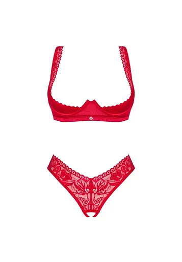 Комплект білизни Obsessive Lacelove XL/XXL червоний - фото 7