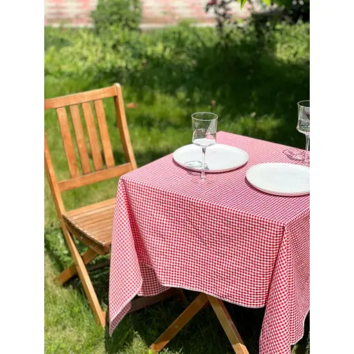 Скатертина в клітинку для столу Зефір 400х170 см Червона - фото 2