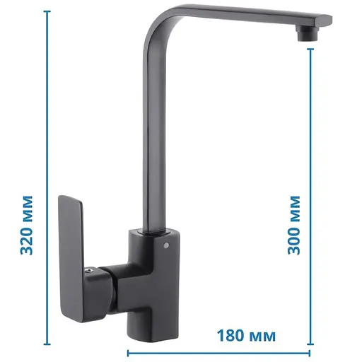 Змішувач для кухні Haiba Kubus 017 black HB3933 Чорний матовий - фото 2