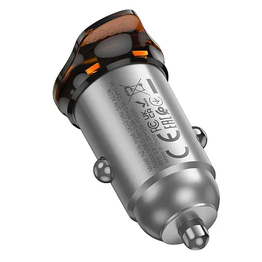Автомобільний зарядний пристрій Hoco NZ16 Type-C PD 30W metal grey - фото 5