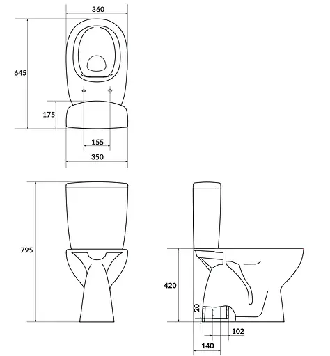Унитаз-компакт Cersanit Arteco CleanOn 682 020 3/5 с сиденьем полипропилен Soft Close K667-077 - фото 2