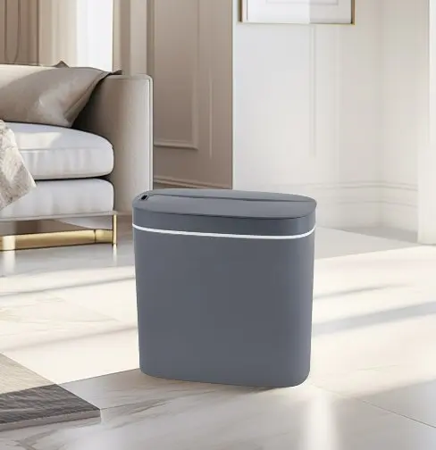 Мусорное ведро Mixxus Flat-TC0109 Graphite сенсорное овальное 9 л графит (MI7075)  - фото 3