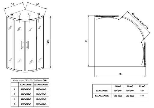 Душевая кабина без поддона Koer SR SC04-100x100x195-TR -01 прозрачное стекло Easy Clean 5 мм, хром KR5361, Универсальная, прозрачная, хром - фото 3