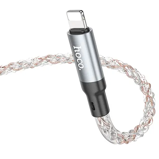 Дата кабель Hoco U112 Shine 2.4A USB to Lightning (1m) Gray - фото 6