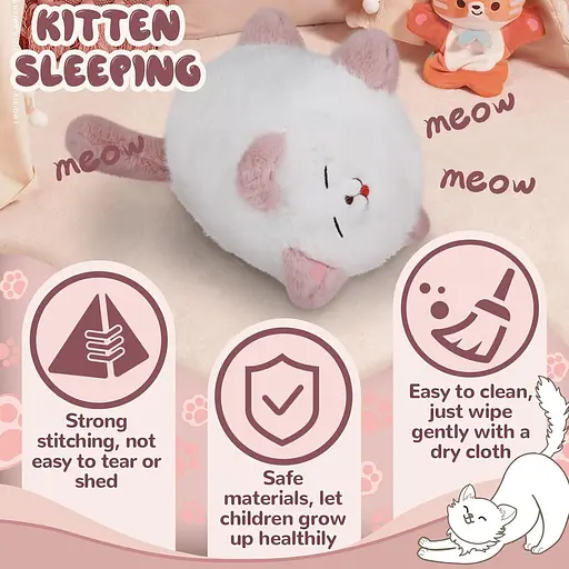 Интерактивная мягкая игрушка AiDA Smart Blinking Cat бело-розовая (AD54081) - фото 17