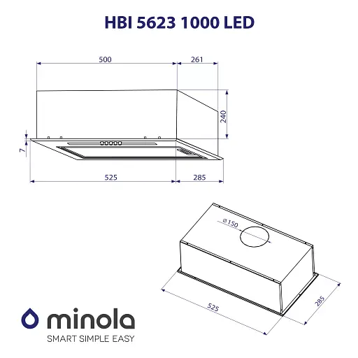 Вытяжка полновстраиваемая Minola HBI 5623 I 1000 LED - фото 10