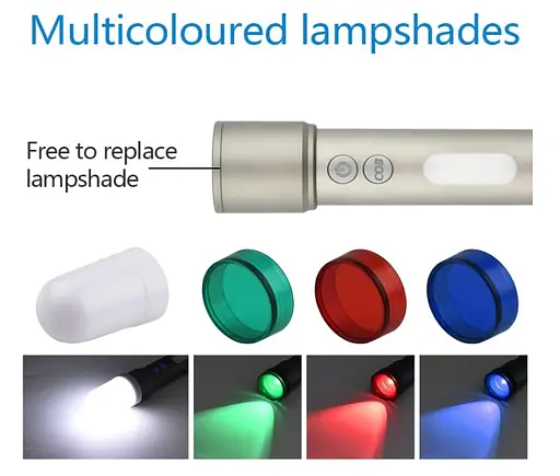 Мощный тактический фонарь SV-X723-TG 3LED Zoom Li-Ion аккумулятор 3 фильтра Type-C кейс Box - фото 3