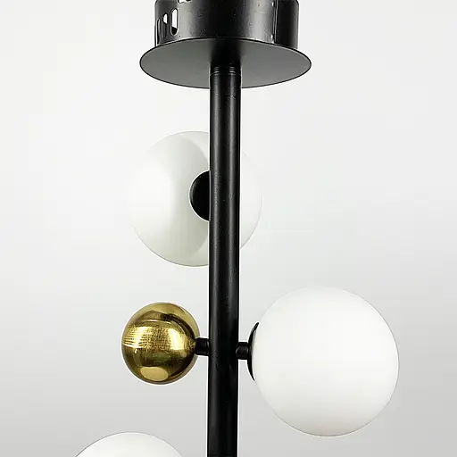 Видовжений чорний світильник на 3 білих плафони Line.F MJ 86/3 BK - фото 4