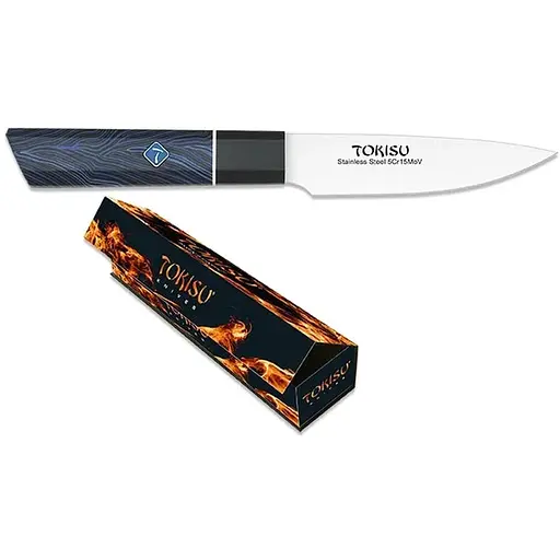 Кухонний ніж для чищення овочів 110 мм Tokisu Black&Blue (17471)