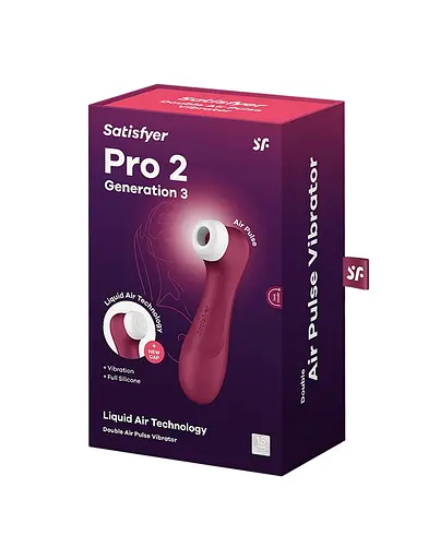 Вакуумний стимулятор клітора з вібрацією Satisfyer Pro 2 Generation 3 with Liquid Air вишневий - фото 6