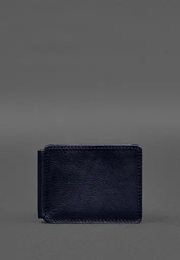 Кожаное портмоне 13.0 зажим синий краст - фото 2