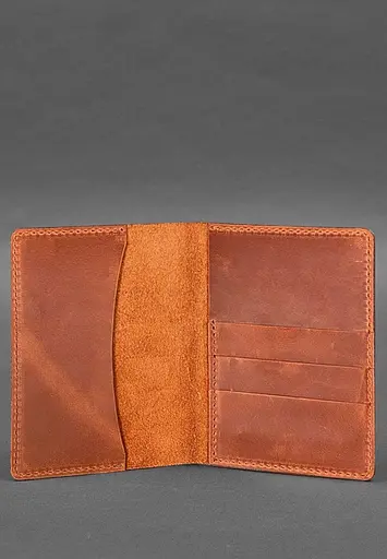 Кожаная обложка для документов 6.3 светло-коричневый Crazy Horse - фото 3