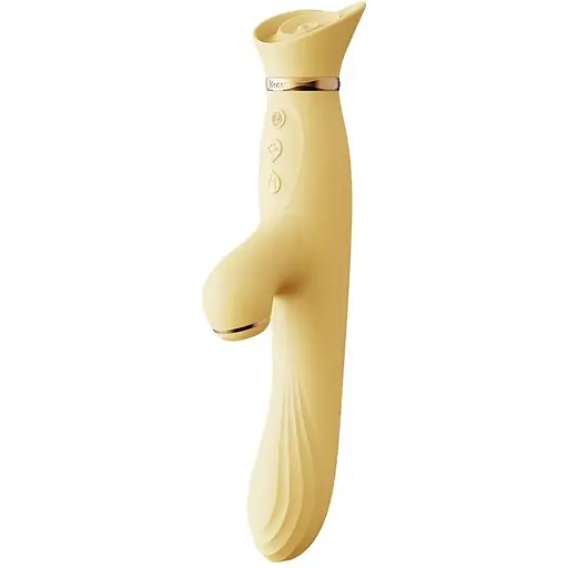 Вібратор з підігрівом та вакуумною стимуляцією клітора Zalo - ROSE Vibrator Lemon Yellow