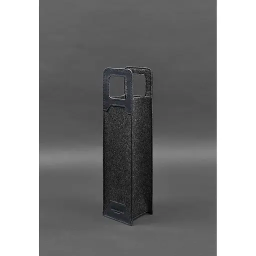 Чехол для вина BlankNote Crazy Horse 1.0 из фетра с кожаными вставками синий - фото 6