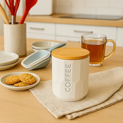 Банка для кофе "Modern" 900 мл с бамбуковой крышкой. Контейнер для кофейных зерен [MD] - фото 2