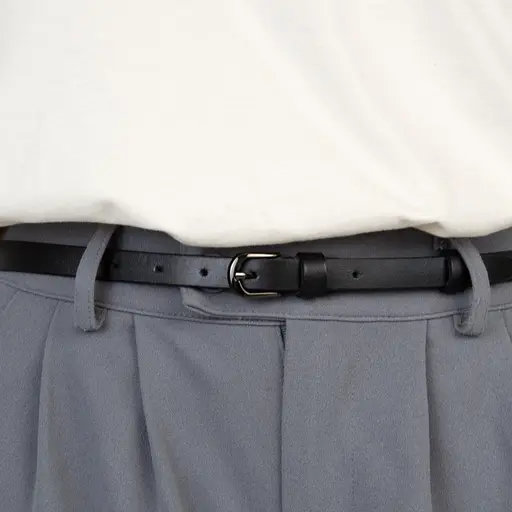 Ремінь шкіряний жіночий вузький чорний SF-1535 (120 см) - фото 5