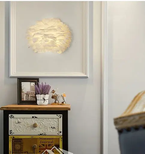 Настінний світильник із натурального білого пірʼя Line F WJU 83 WT - фото 5