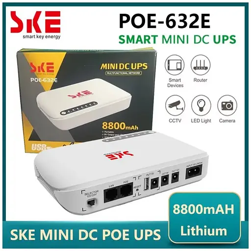 ИБП UPS SKE POE-632E DC 17W 8800mah для роутера, терминала, камеры 5/9/12v USB LAN POE White - фото 5