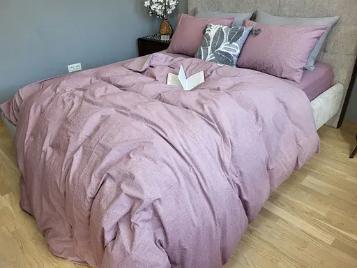 Комплект постельного белья Washed Cotton из вареного хлопка Розовый Маув Mauve - фото 1