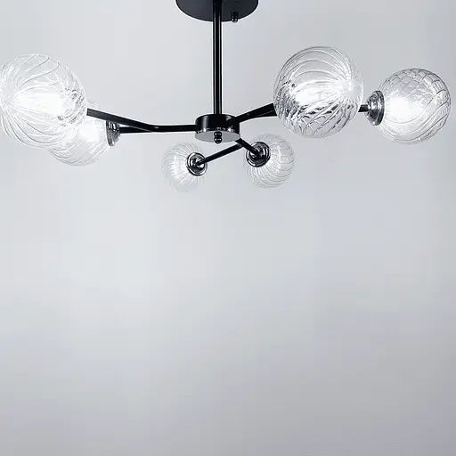 Стельова люстра в чорному корпусі на 6 ламп Line.F Колір фурнітури хром - фото 7