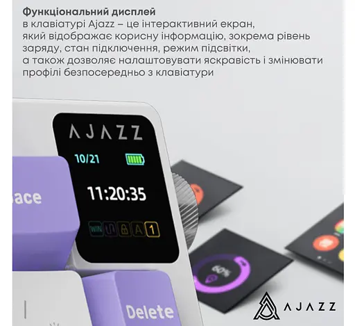 Клавиатура игровая механическая беспроводная Ajazz AK-650WP White-Purple RGB Flying Fish Switch Hot-Swap 2.4G/Bluetooth/USB - фото 9