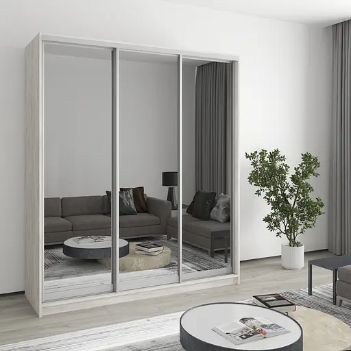 Шафа-купе тридверна MebelStar Уні AL 3 Дзеркала 180x60x210 см Аляска сірий (MBS-3139)