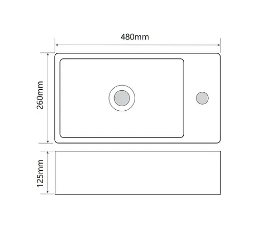 Умивальник накладний Mixxus Premium Quadro-0207 480x260x125 мм з отвором під змішувач MP6503, Білий - фото 4
